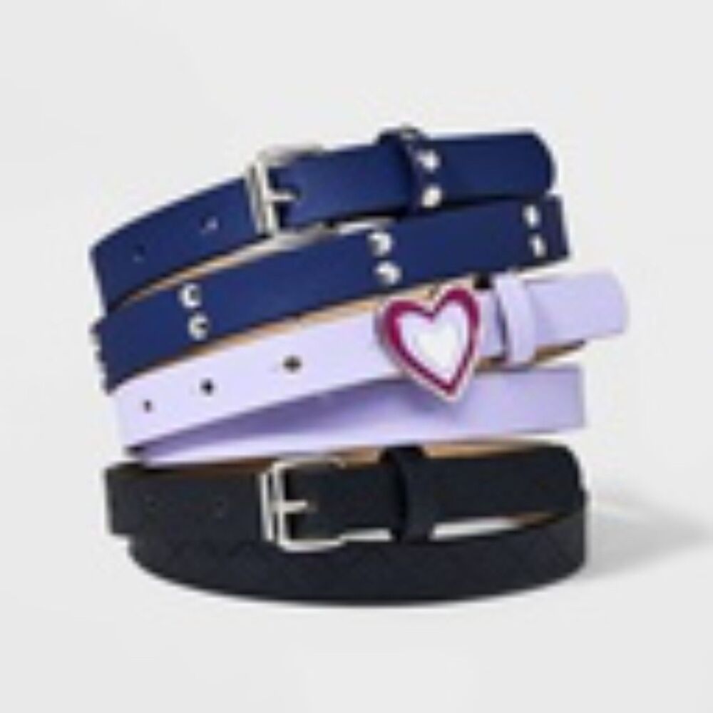 Girls' 3pk Belt Set, NEW